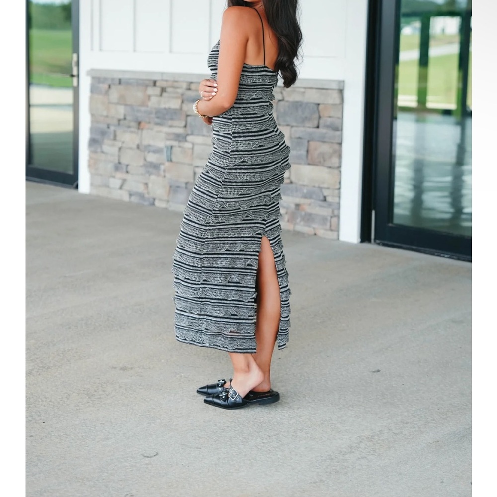 Chic Black and White Striped Maxi Dress